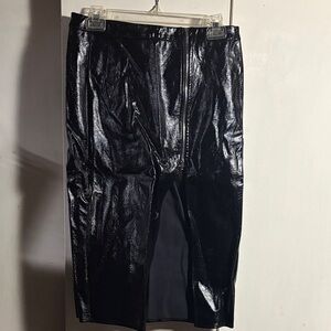 Forever 21 Shiny Black Pencil Skirt